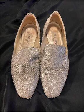 Jimmy Choo Silver Sparkle Loafers for Women